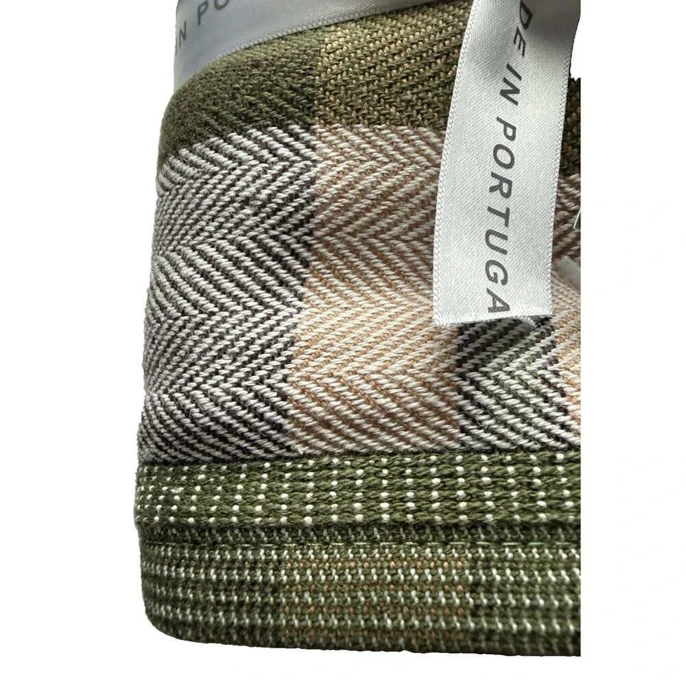 2 Felpinter Hand Towels X-Long Combed Cotton Soft Made in Portugal Plaid Green